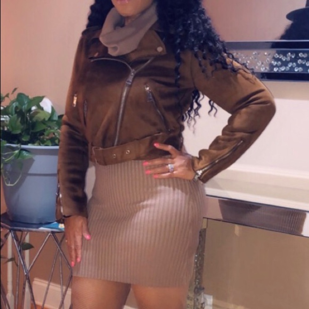 Forever 21 Faux Suede Cropped Moto Jacket
